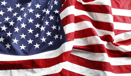 Close-up of rippled American flagの写真素材
