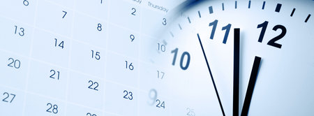 Clock face and calendar compositeの写真素材