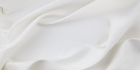 Rippled white silk fabric texture backgroundの写真素材