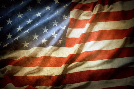 Close-up of grunge American flagの写真素材