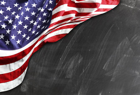 American flag on blackboard backgroundの写真素材