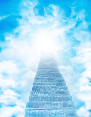 Stairs leading up to sky. Stairway to heavenの写真素材