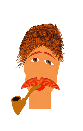 WHISKERS MAN WITH PIPEの写真素材