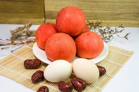 tomato egg red datesの写真素材