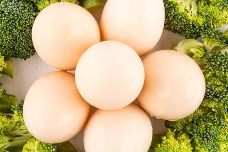 broccoli and  eggsの写真素材