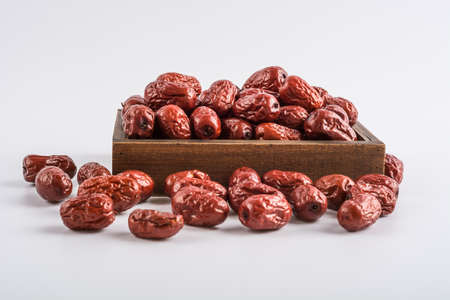 Red jujube isolated on white backgroundの写真素材