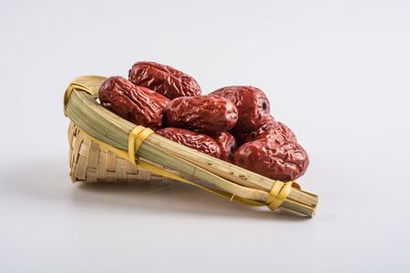 Red jujube isolated on white backgroundの写真素材