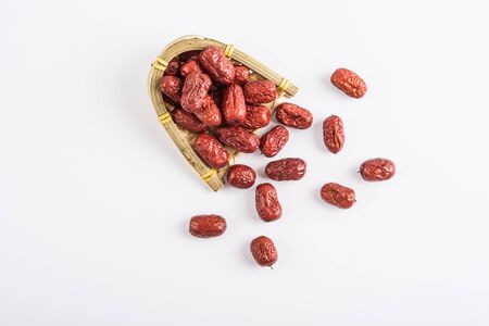 Red jujube isolated on white backgroundの写真素材