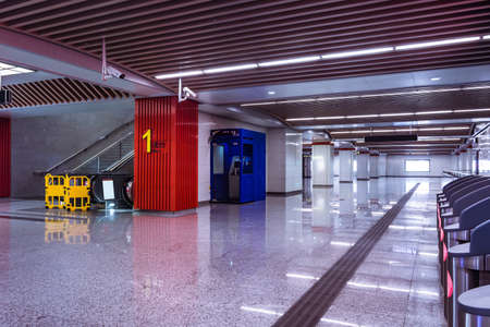 empty long corridor in the modern office building.