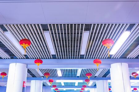 empty long corridor in the modern office building.のeditorial素材