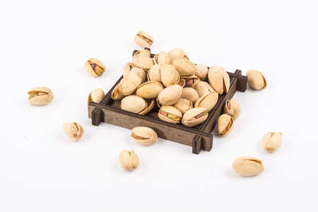 Pistachio nuts. Isolated on a white background.