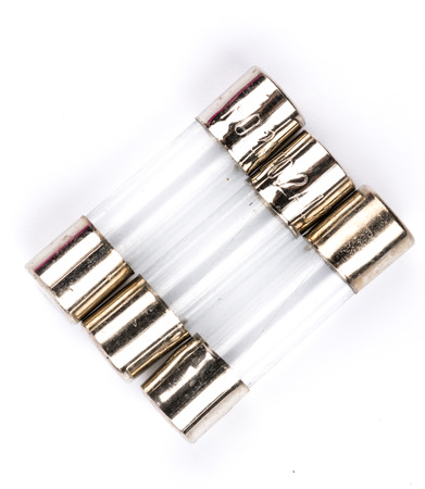 Three Electrical fuse isolated on white with clipping pathの写真素材