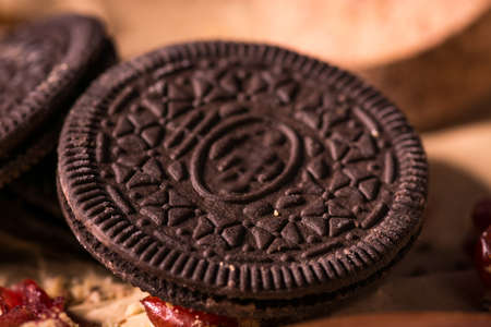 Chocolate-hazelnuts cookiesの写真素材