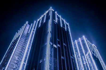 modern office building at nightのeditorial素材
