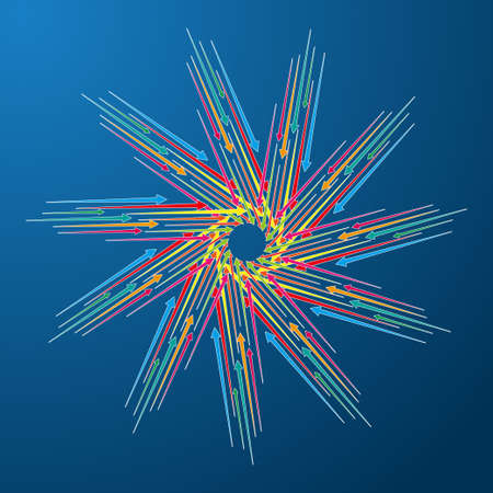 Set Arrows and directions signs in flat style. Arrow black on white background. Dynamic arrow symbol. Arrow isolated.のイラスト素材