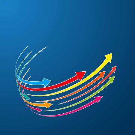 Set Arrows and directions signs in flat style. Arrow black on white background. Dynamic arrow symbol. Arrow isolated.のイラスト素材