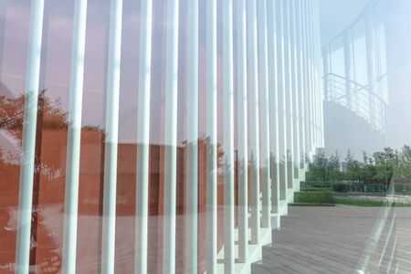 Modern glass silhouettes on modern building.のeditorial素材