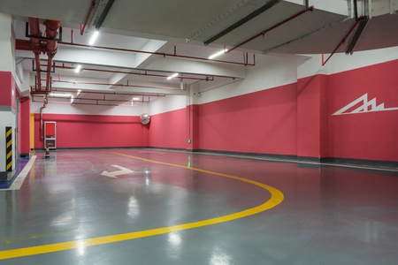 Empty parking lot wall. Urban, industrial background.の写真素材