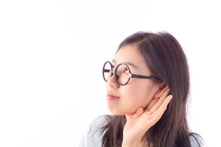 asian girl listening to something