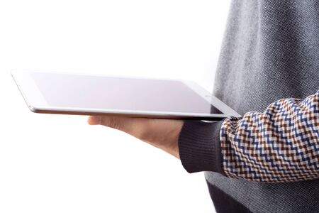 The young business man using a Tabletのeditorial素材