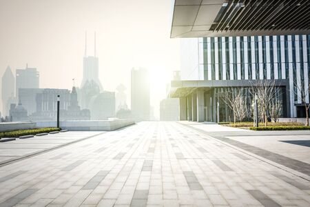 Empty square and floor with skyのeditorial素材