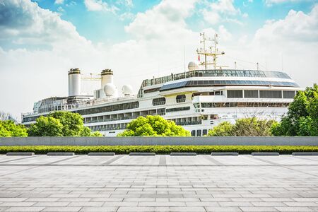 A luxury yacht dockedのeditorial素材