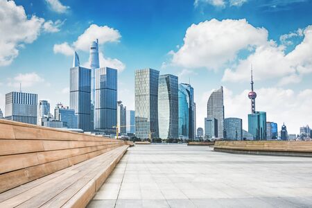 modern skyline and buildings in shanghai Chinaのeditorial素材