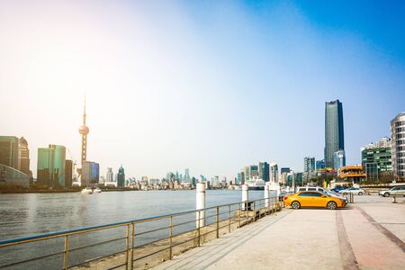 Shanghai skyline in sunny day, Chinaのeditorial素材
