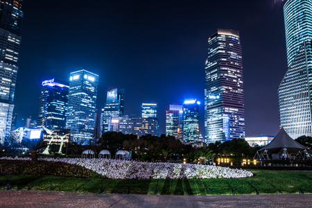 Shanghai at night, Chinaの写真素材