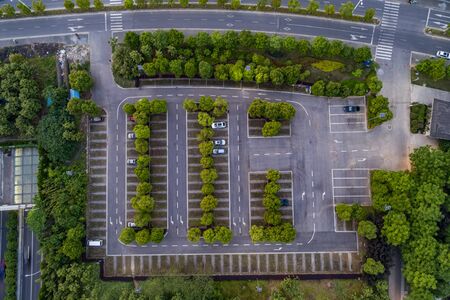 Aerial view of a parking lotの写真素材