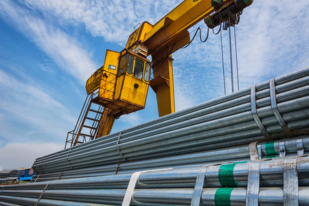 Large steel factory warehouseの写真素材