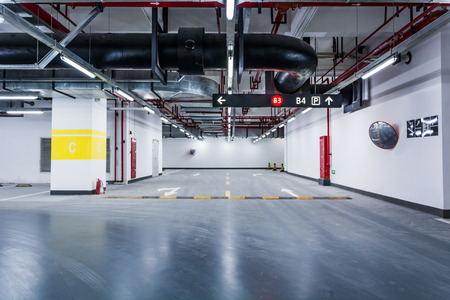 Empty underground parking garageのeditorial素材