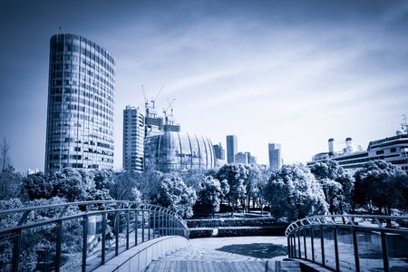 modern business center in hongkongの写真素材