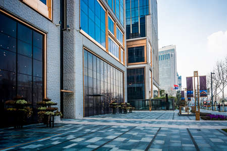 empty floor front of modern buildingのeditorial素材