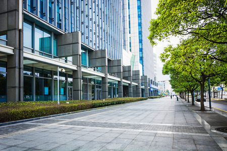 empty floor front of modern buildingのeditorial素材