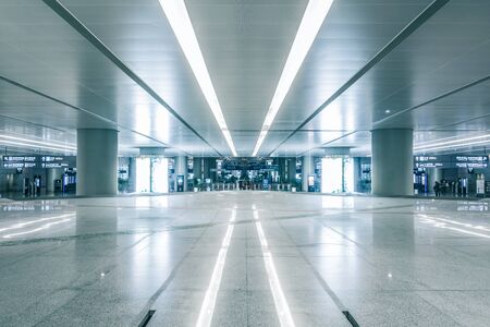 Wide angle view of modern metro stationのeditorial素材