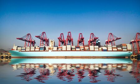 Container ship in the harbor of Hamburg,