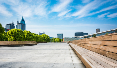 park in lujiazui financial center, Shanghai, Chinaの写真素材