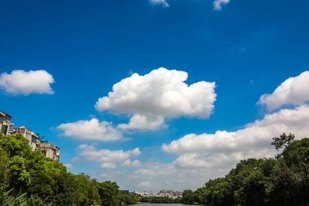 Blue sky and clouds with copy spaceの写真素材