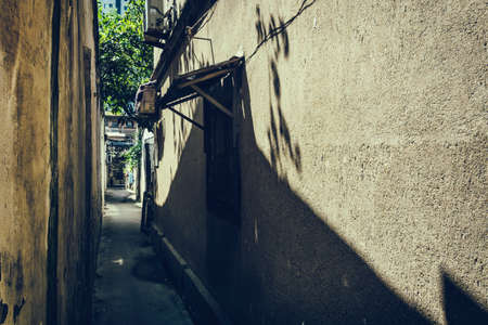 road and houses in Xidi, Anhui, China.の写真素材