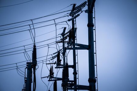 Light bulbs on electric poles.