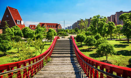 bridge in the parkの写真素材