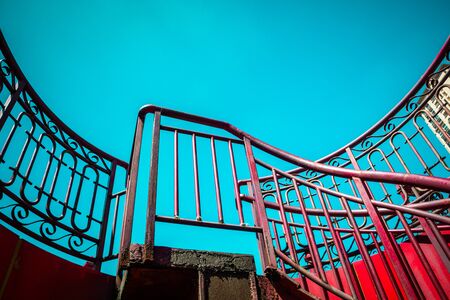 Rotation of the outdoor staircaseの写真素材