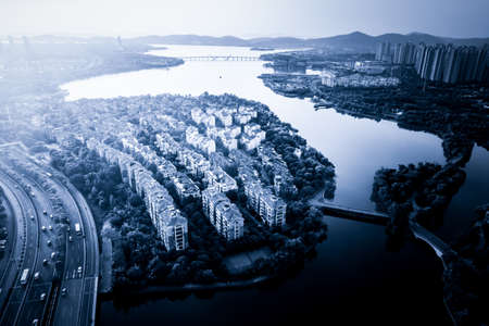 Bird view at Shanghai China.の写真素材