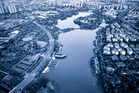 Aerial photography china cityの写真素材
