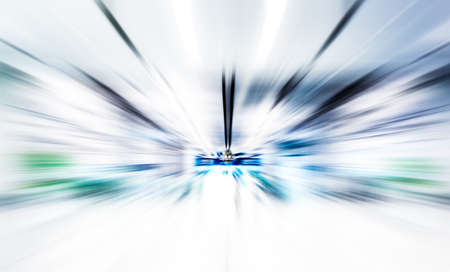 Speed motion blue tunnel moving fast conceptの写真素材