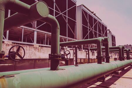 Sets of cooling towers in data center building.の写真素材