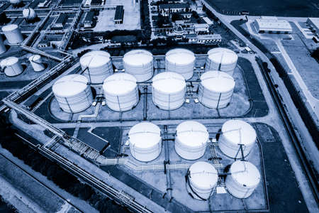 Oil Silos At Petroleum Refineryの写真素材