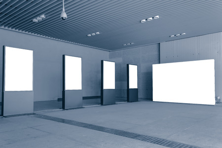 Blank billboard located in underground hallのeditorial素材