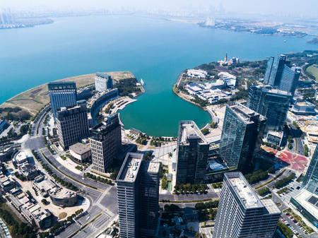 Suzhou City, Dushuhu province China Dushu lake cityscapeの写真素材